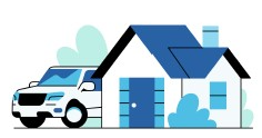 House and car representing home and auto insurance