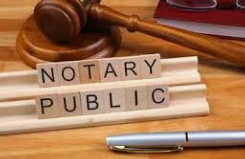 Notary Public sign with a gavel and pen
